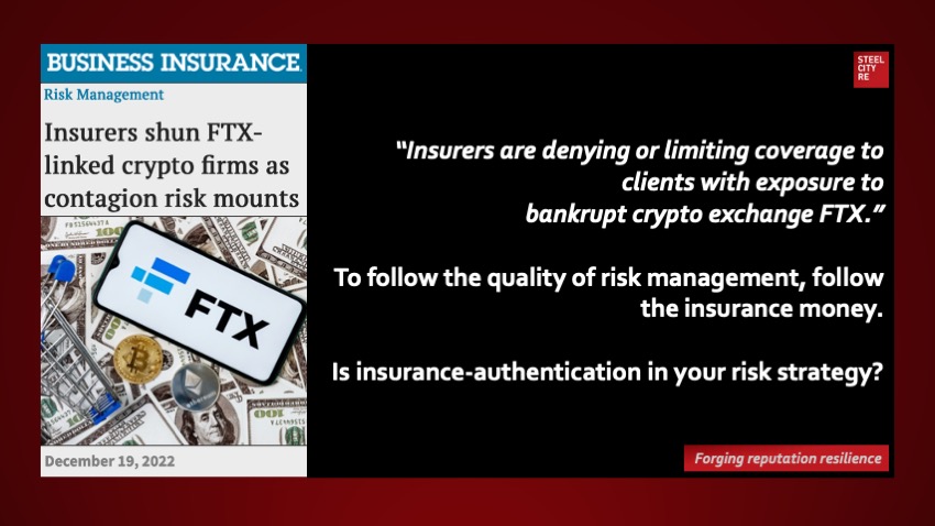 To follow the quality of risk management, follow the insurance money.