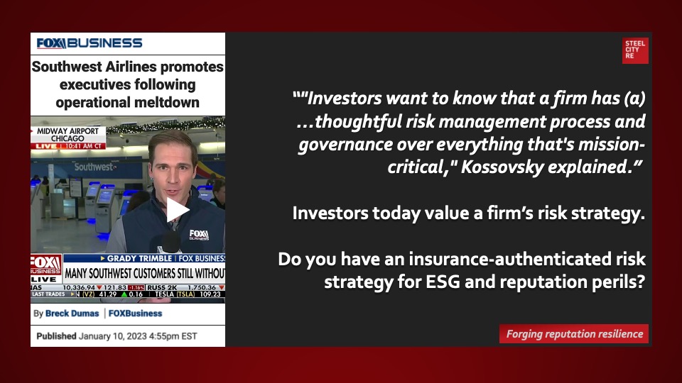 "Investors want to know that a firm has an effective, authenticated, thoughtful risk management process and governance over everything that's mission-critical," Kossovsky explained.