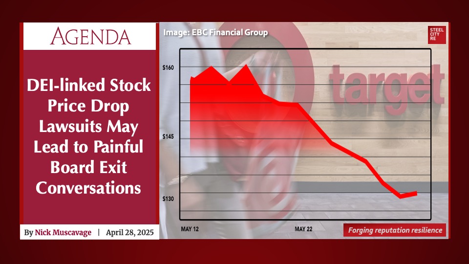 DEI-linked stock price drop lawsuits may lead to painful board exit conversations and impair board member's' personal reputations.