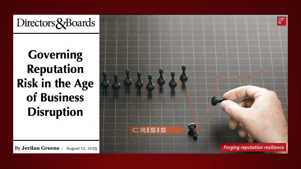 Insurance for reputation: risk is a misalignment between what a company does and says to which stakeholders respond financially."